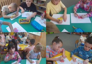 Dzieci wykonują kolorowe życzenia w języku angielskim.