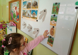 Zuzia opisuje cykl życia dinozaurów.